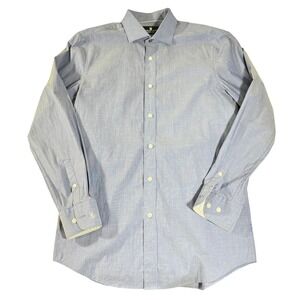 Psycho Bunny Slim Fit Stretch Non Iron Dress Shirt Mens Light Blue Size 15 32/33